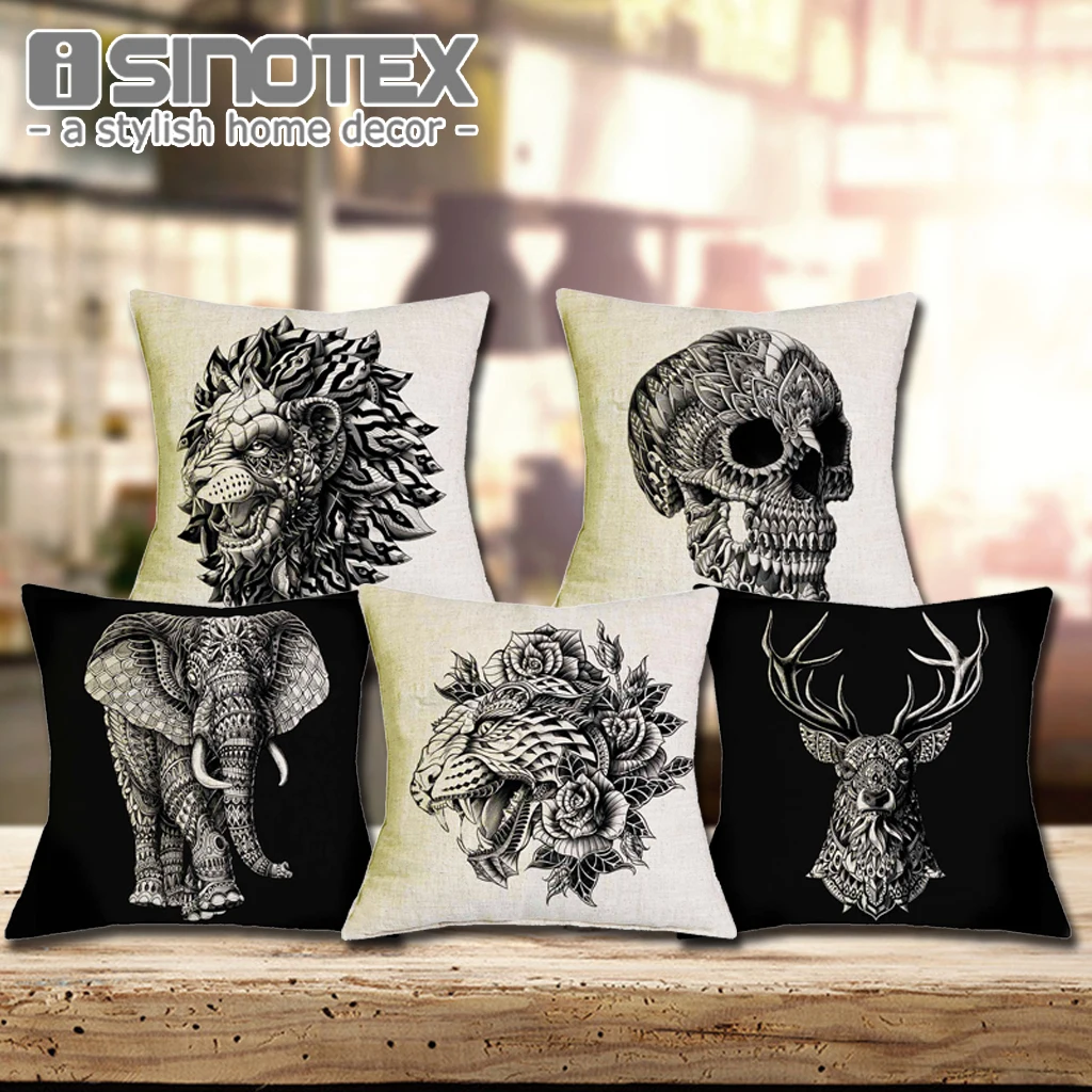 

Ornate Animals Cushion Cover Owl Elephant Koala Printed 43x43cm/17x17'' Linen&Polyester Decorative Pillow Cases Sofa Pillowcase