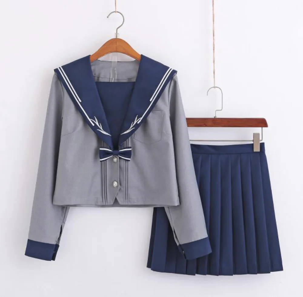 Sailor Suit Japanese School Student Girl Cosplay Costume Long Sleeve Pleated Skirt | Тематическая одежда и униформа
