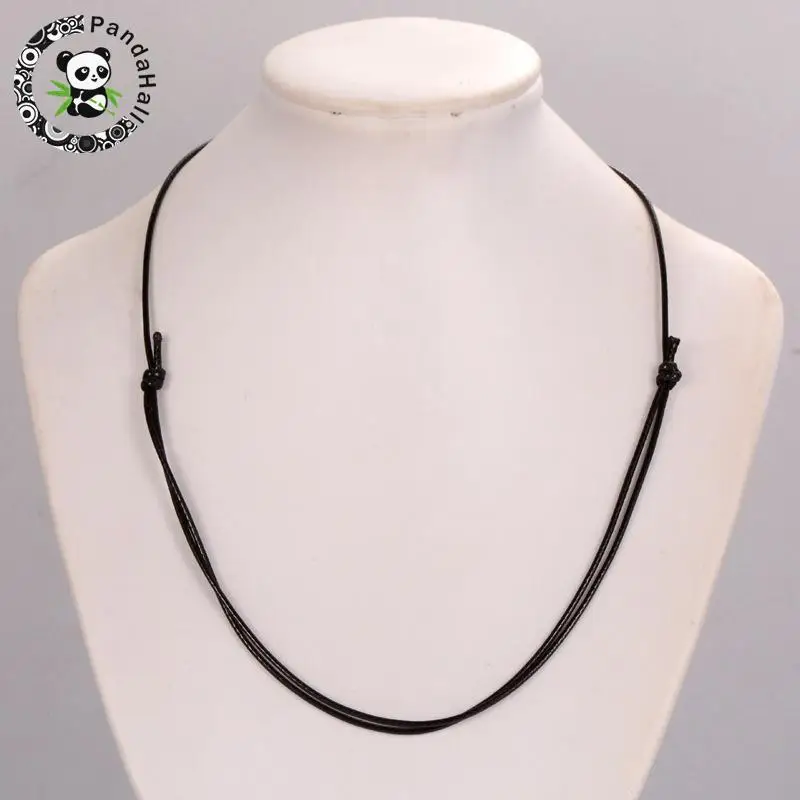 50pcs Korea Waxed Polyester Cord Necklace Making Black Cords 1mm Fashion Decoration Necklace