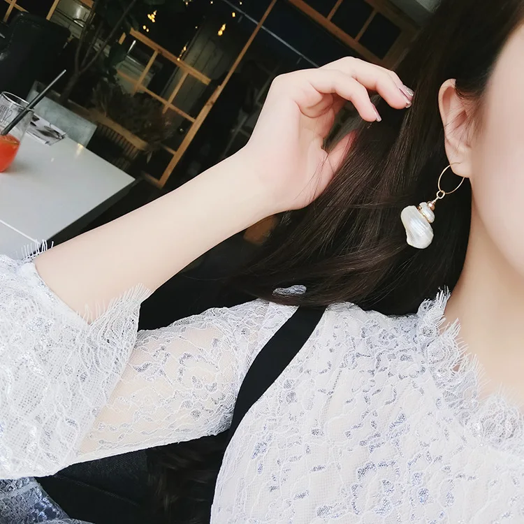 Unique Handmade Shell Earrings For Women Gold Silver Color Metal Shell Cowrie Statement Earrings 2019 Summer Beach Jewelry ETD32 (5)