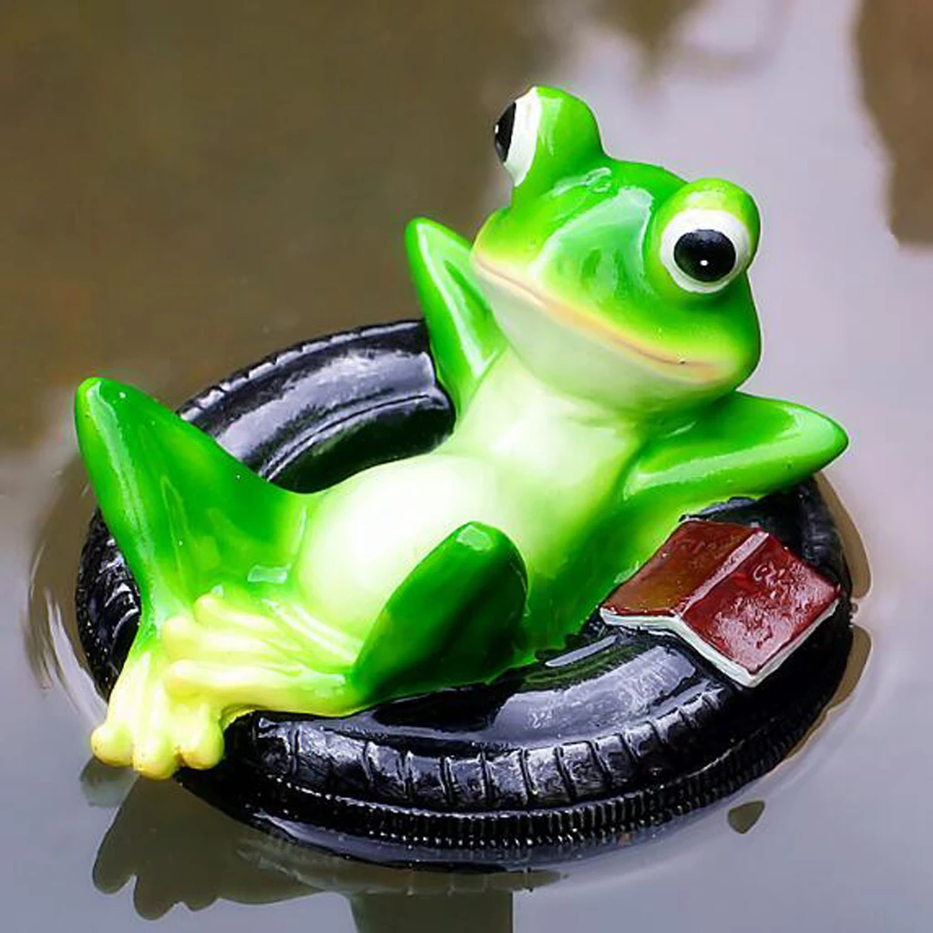 Floating Frog Garden Statue Figurines Resin Patio Lawn Yard Indoor Outdoor Decor Ornaments, Realistic Garden Pond Decor
