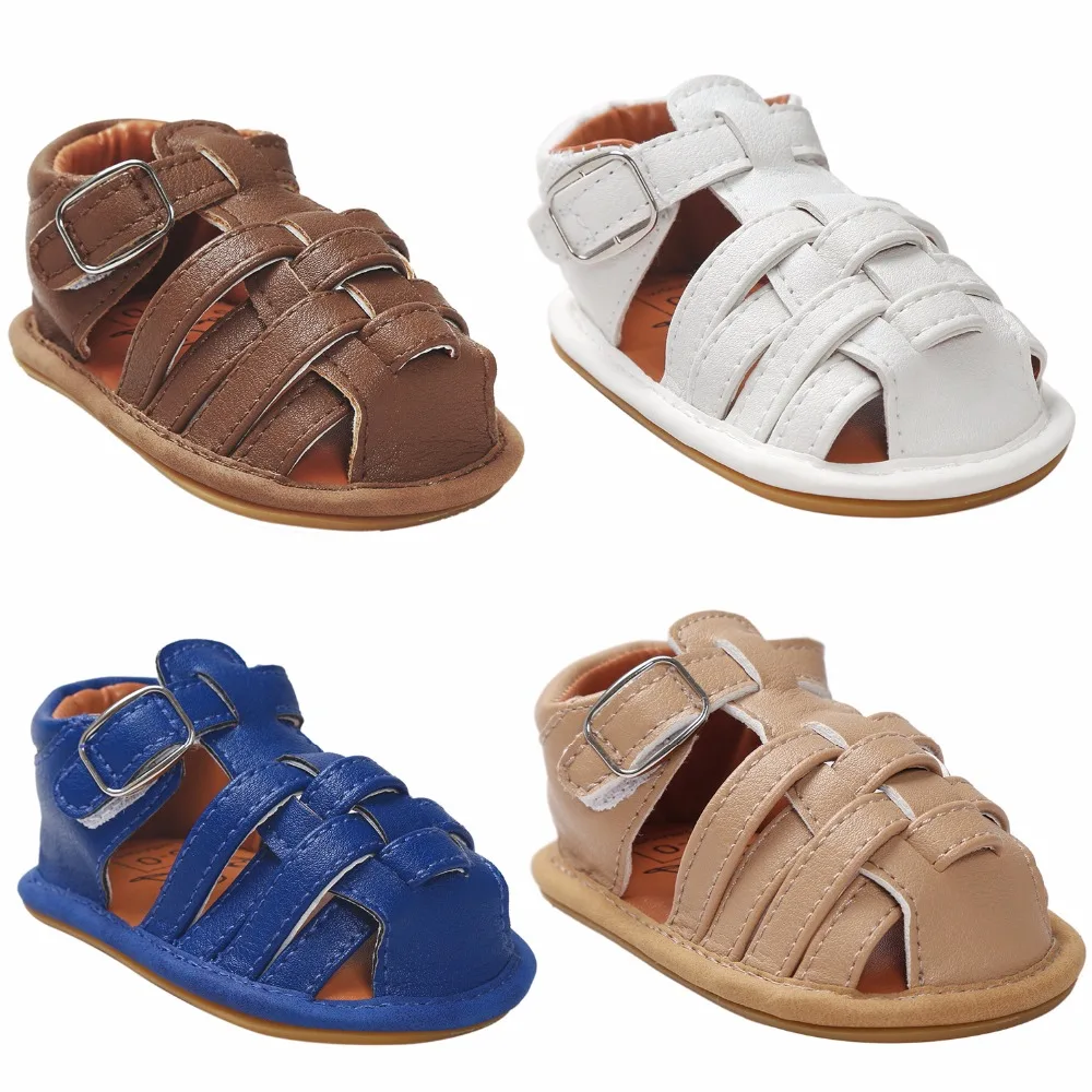 

2018 New spring summer Crib sandals Boys baby shoes Pu leather sandals Rubber sole anti-slip infant Toddlers 0-18 Months