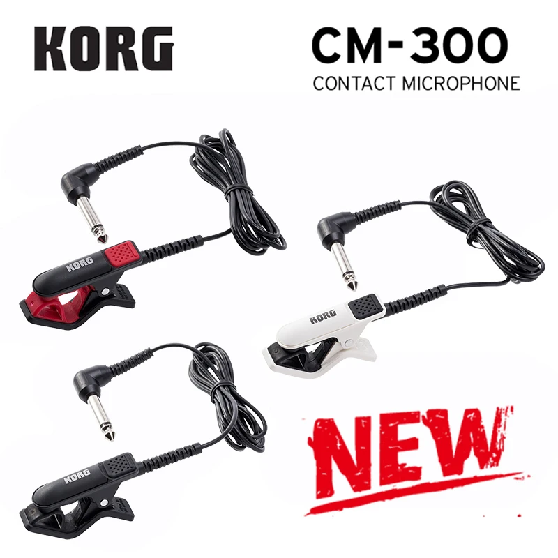 Korg CM-200 CM300 клип-на контактный микрофон 1/4 ''(Dia6.3mm) Мужской телефонный разъем и 5 футов(1,5 м) защитный кабель-белый/черный/красный