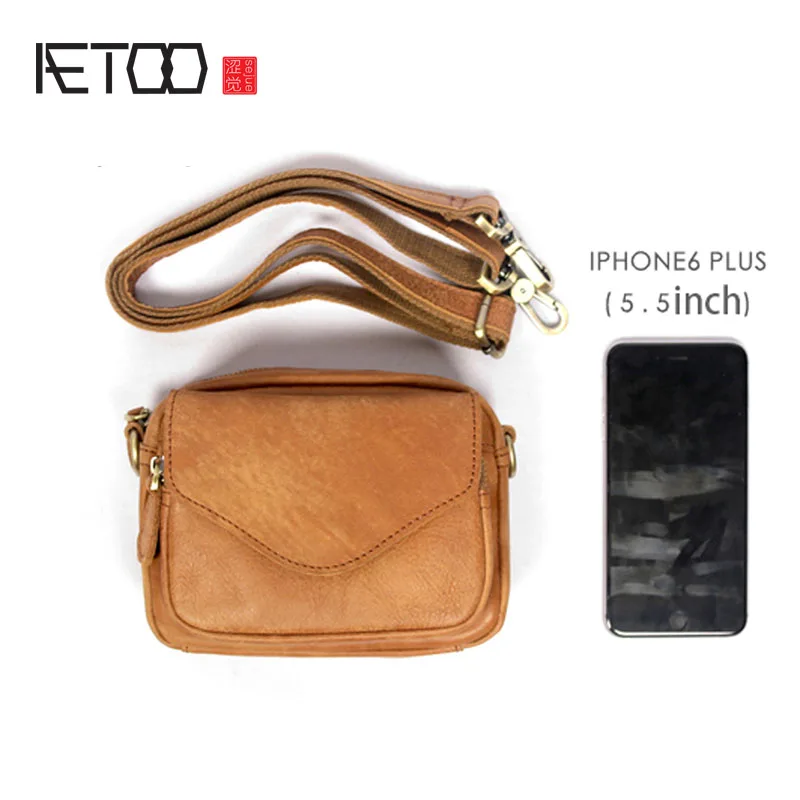 AETOO Handmade cow purse Crazy Horse skin Boys mini Cross pack simple retro small bag leather waistband function crossbody bag