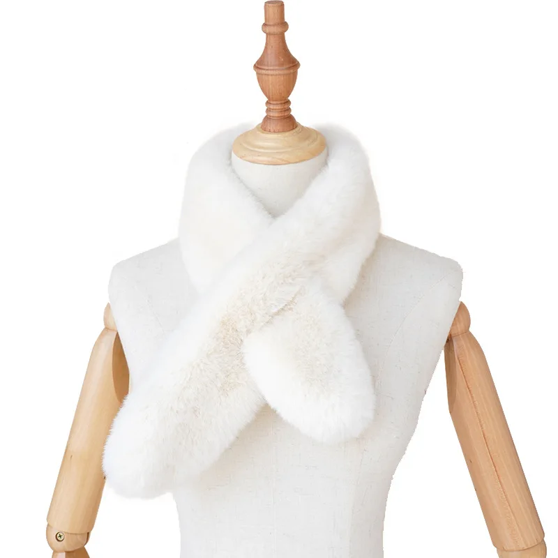 

2019 Winter Women Scarf Imitation Rabbit Fur Collar Scarf Soft Small Neck Warmer Scarves
