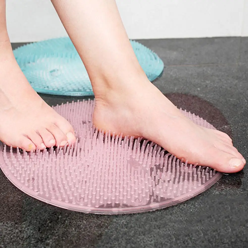 

Bath Non-slip Mat Silicone Lazy Wash Feet Bath Artifact Back Cushion Foot To The Dead Skin Wash Brush Bathroom Suction Cup Mat #