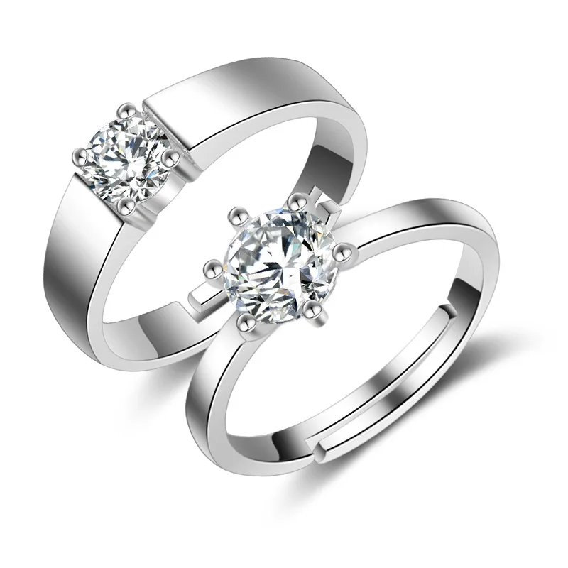

JEXXI Charm Band Jewelry Women Men Silver Fashion Couple Ring Finger Jewelry Clear Cubic Zirconia Crystal Hot Sale