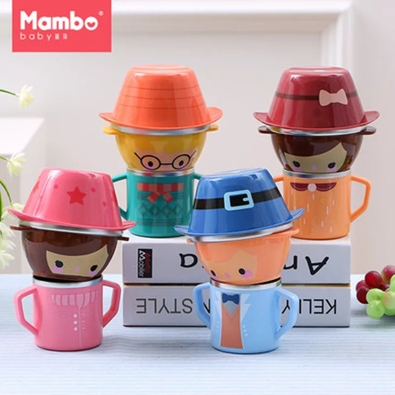 Cartoon Child Plate Tableware Dishware Dinnerware Set Stainless steel Infant Food Bowl Cup Feeding Dinner Fork Spoon for Kids