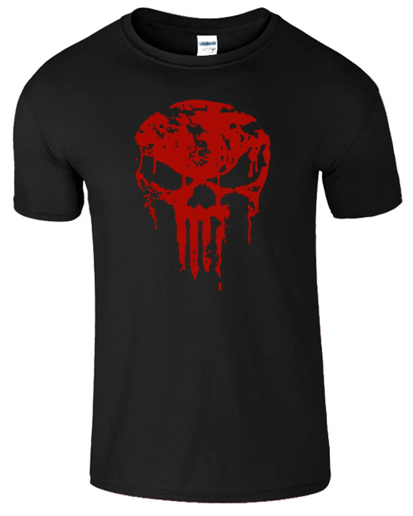 Punisher Skull Red Logo Mens And Ladies T shirt Gym Bodybuilding ...