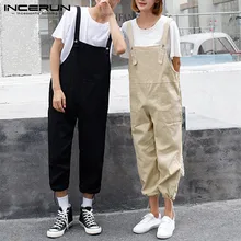 INCERUN комбинезон Пара мужчин и женщин оснастка Slim Fit мужские комбинезоны Корейская версия девять очков повседневные брюки осень