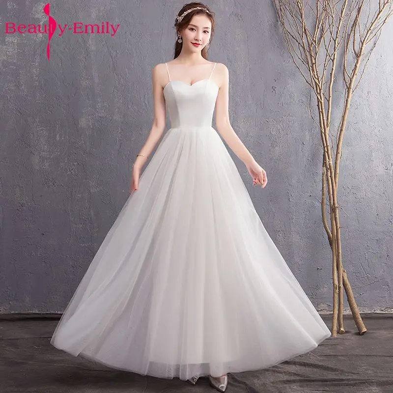 Beauty Emily дешевые длинные кружевные белые свадебные платья 2018 в пол Vestido De Novia