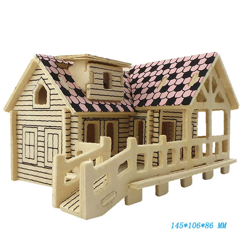DIY деревянные строительные блоки реальная жизнь деревянные блоки игрушки 3D модель дома ручная сборка миниатюрные Развивающие игрушки для детей - Цвет: Type 6