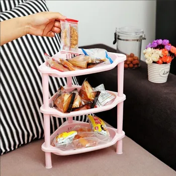 

Kitchen Bathroom Storage Rack Holder Multi-function Three-layer Triangular Plastic Corner Shelf Rack