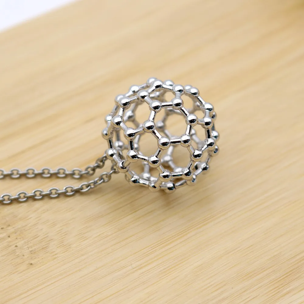 

Buckminsterfullerene Molecule Ball Necklace Formula C60 Special Novelty Male Female Pendant Necklace