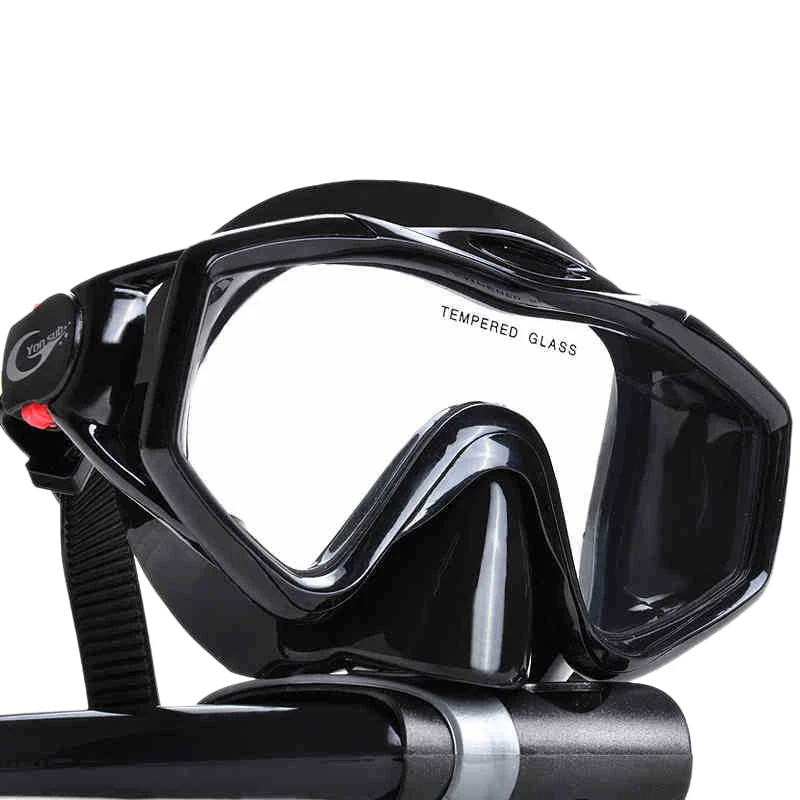 Yon Sub силиконовая профессиональная маска для подводного плавания, набор маска для дайвинга+ сухая черная трубка для подводной охоты