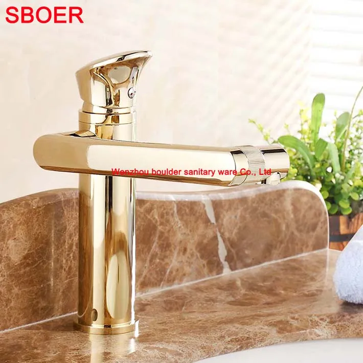 

New Arrival Bathroom Gold single Handle sink Mixer Tap Single Hole Wash Basin faucet. Polished robinet mitigeur lavabo