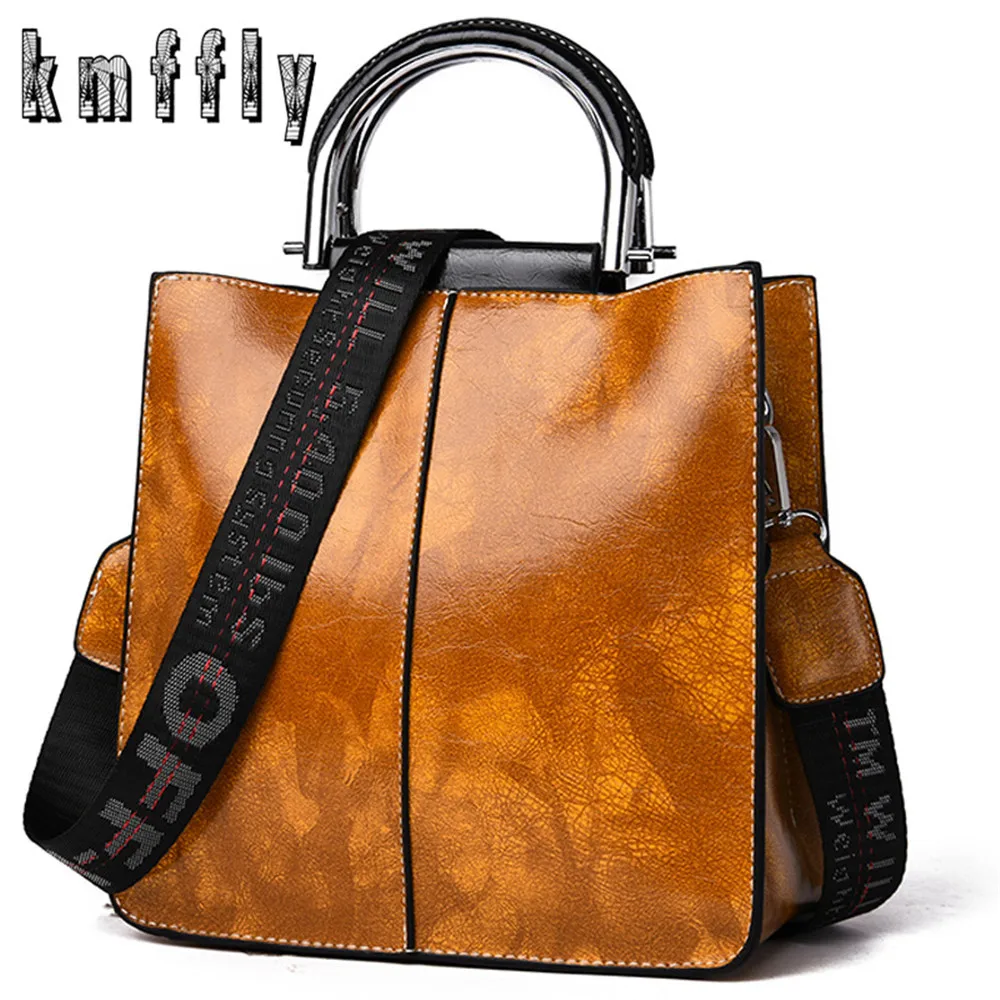 

Women Oil Wax Leather Designer Handbags High Quality Shoulder Bags Ladies Handbags Fashion brand PU leather women bags Sac 2019