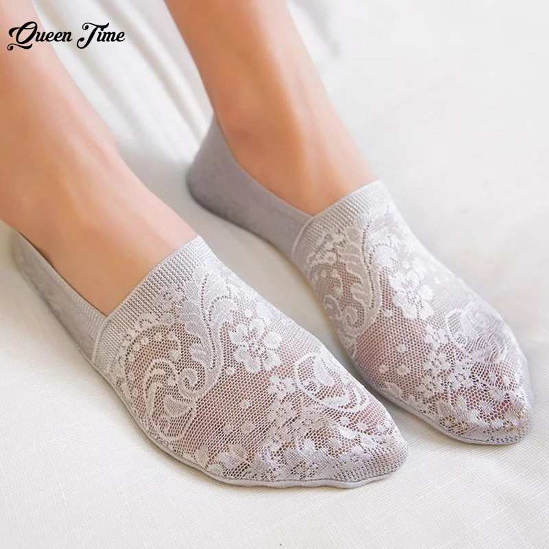 1 Pair Fashion Women Girls Summer Style Lace Flower Short Sock Antiskid Invisible Ankle Socks 2017 Sox