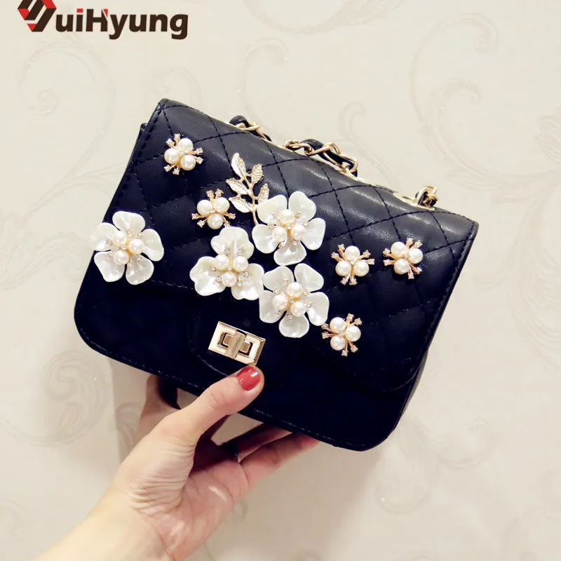 

Suihyung Women Flowers Bags Fashion Design Beaded PU Leather Ladies Party Evening Bags Shoulder Messenger Bags Female Bolsas