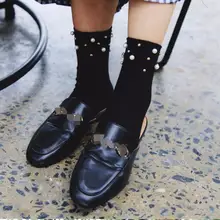 Модные дизайнерские Роскошные короткие носки с перламутровым блеском Женские винтажные короткие носки Harajuku однотонные хлопковые забавные носки Harajuku Art женские