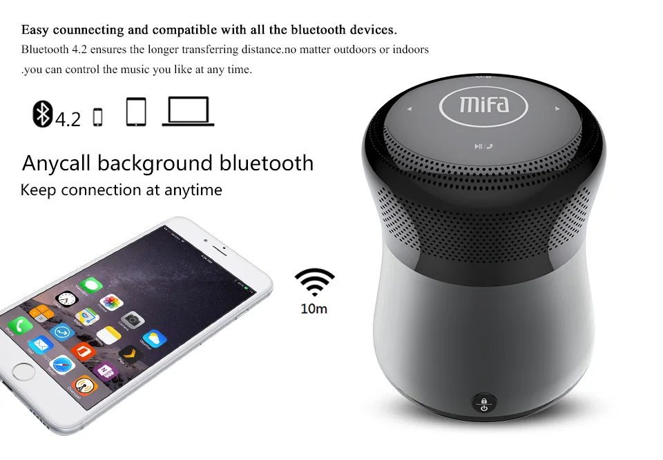Mifa A3 осязаемый Bluetooth Беспроводной громкий Динамик звук 10WStereo для объемного звучания музыки Системы Водонепроницаемый звуковая панель с басами Динамик