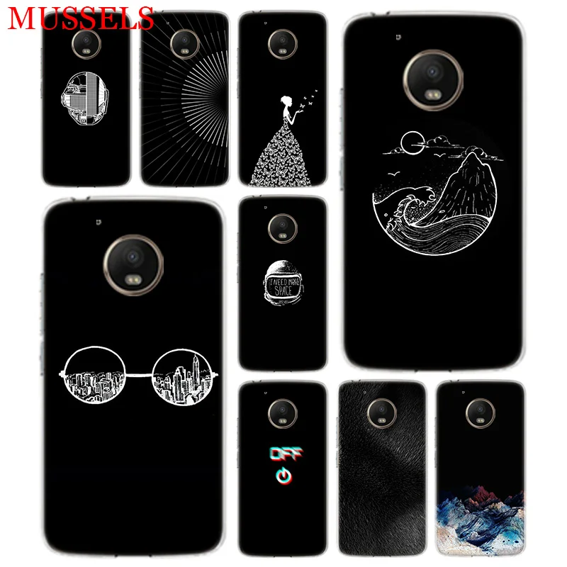 

Black and white Art Aesthetic TPU Phone Case For Motorola Moto G7 G6 G5S G5 E4 Plus G4 E5 Play Gift Pattern Coque Cover Shell