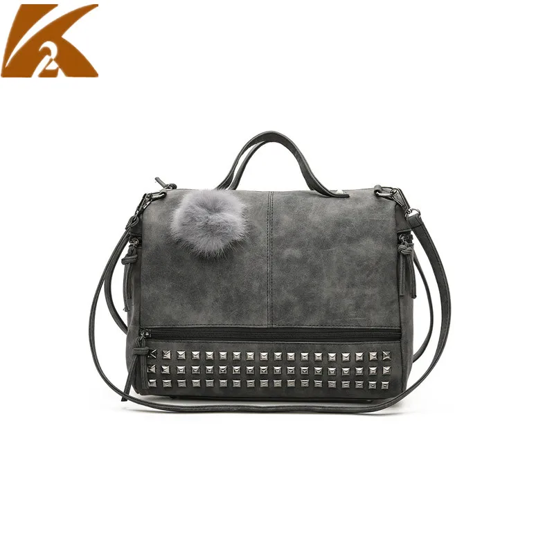 

KVKY 2019 European Fashion Leather Handbags Crossbody Bags for Women Rivet Shoulder Bag Handbag Ladies Motorcycle Tote Hand Bags