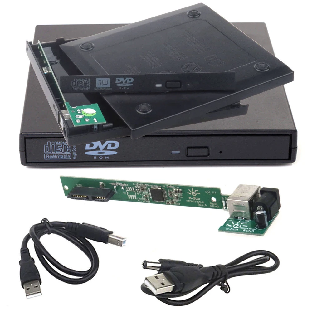 12.7mm USB 2.0 External Optical Drive Box External Case DVD CD DVD-Rom DVD RW To SATA Hard Disk Drive Caddy Adapter Newest