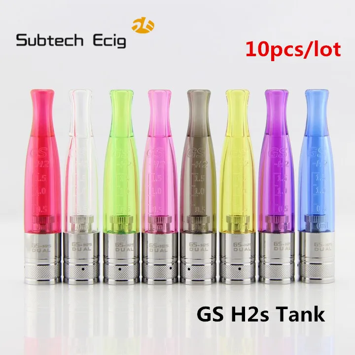 

Original 10pcs/lot METAL dual coil GS H2s vapervizer 1.5ml e-liquid rebuildable coil atomizer fit ego battery vape tank