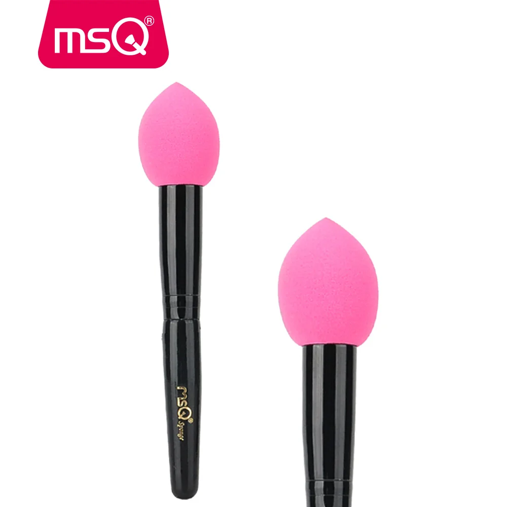 MSQ Makeup Sponge Puff With Black Ferrule And Wood Handle Blending