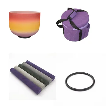 

HF 8 inches Frosted Crystal Singing Bowl With Rainbow Color CDEFGABC# With Bag