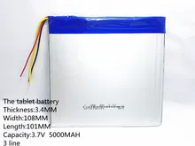 Livraison gratuite 3.7 V 5000 mah tablet batterie marque tablet gm au lithium polymère batterie 34108101 3 ligne