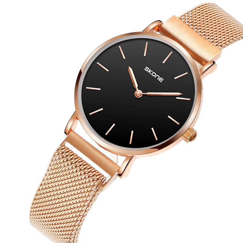 

SKONE Luxury Top Brand Women Quartz Watch Fashion Steel Mesh Band Ladies Dress Bracelet Wristwatch Female Clocks feminino Gifts