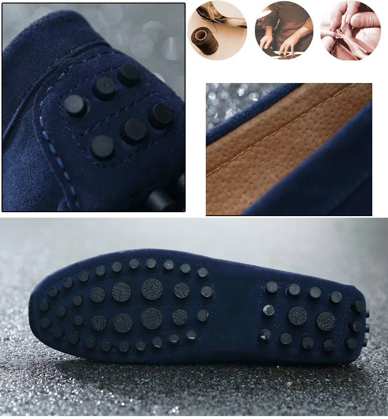 Merkmak/брендовые замшевые модные мягкие мужские лоферы; мокасины из высококачественной натуральной кожи; мужские туфли на плоской подошве; Gommino; обувь для вождения