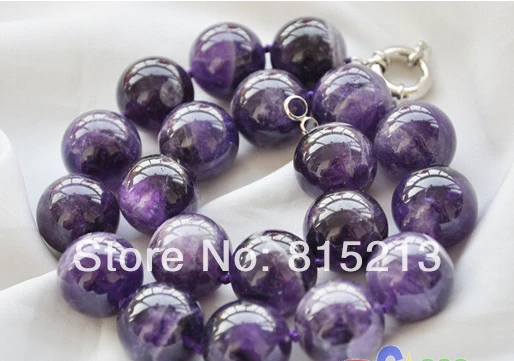 

FREE SHIPPING>@@> N1257 Real Huge 17" 20mm round red Amethyst crystal bead necklace