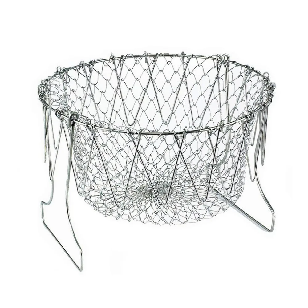

1Pc High Quality Foldable Steam Rinse Strain Fry French Chef Oil Fry Basket Mesh Mesh Basket Strainer Net Kitchen Cooking Tool