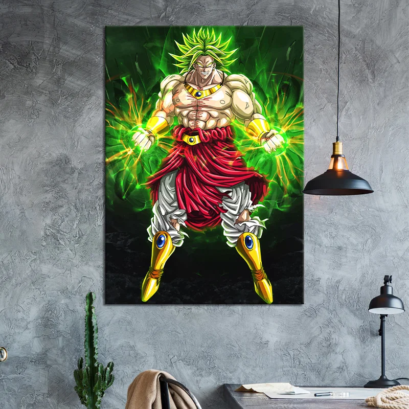 

Super Saiyan Anime Poster Dragon Ball Super Broly Anime Figure Wall Art Picture Home Decor Cartoon Painting Wall Sticker Gift