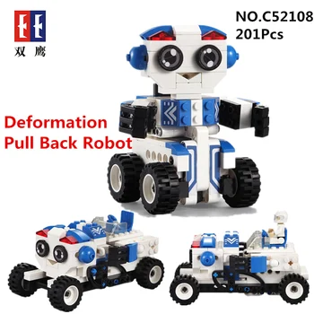 

201pcs DIY Building Blocks 2IN1 Transformation Bobby Robot Pull Back Deformation Model Car Educational Bricks Toy Birthday Gifts