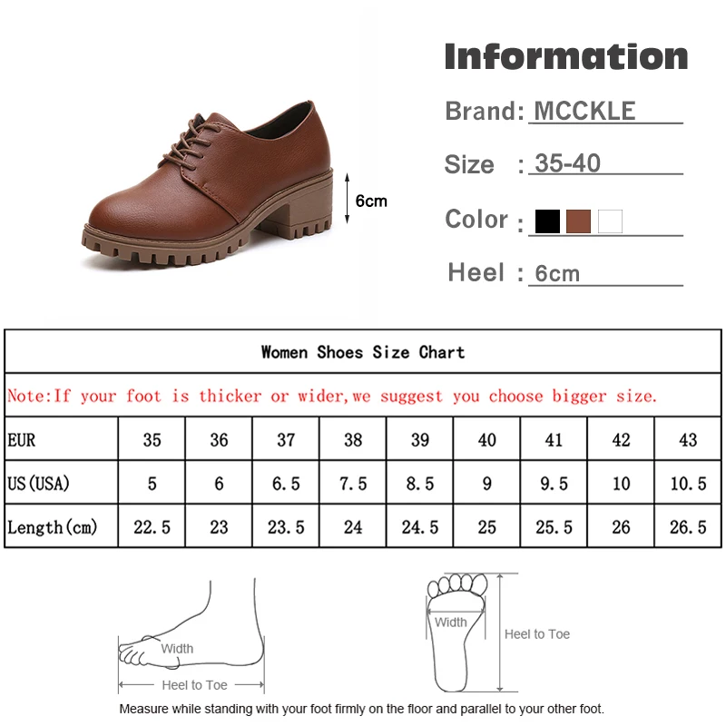 MCCKLE/Осенняя обувь; женские туфли-лодочки на шнуровке; женская повседневная обувь на высоком квадратном каблуке; модная женская обувь на платформе с круглым носком