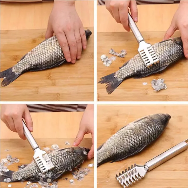 1 pcs Fish Skin Brush Stainless Steel Scraping Scale Graters Fast Remove Cleaning Peeler Scaler Scraper | Дом и сад