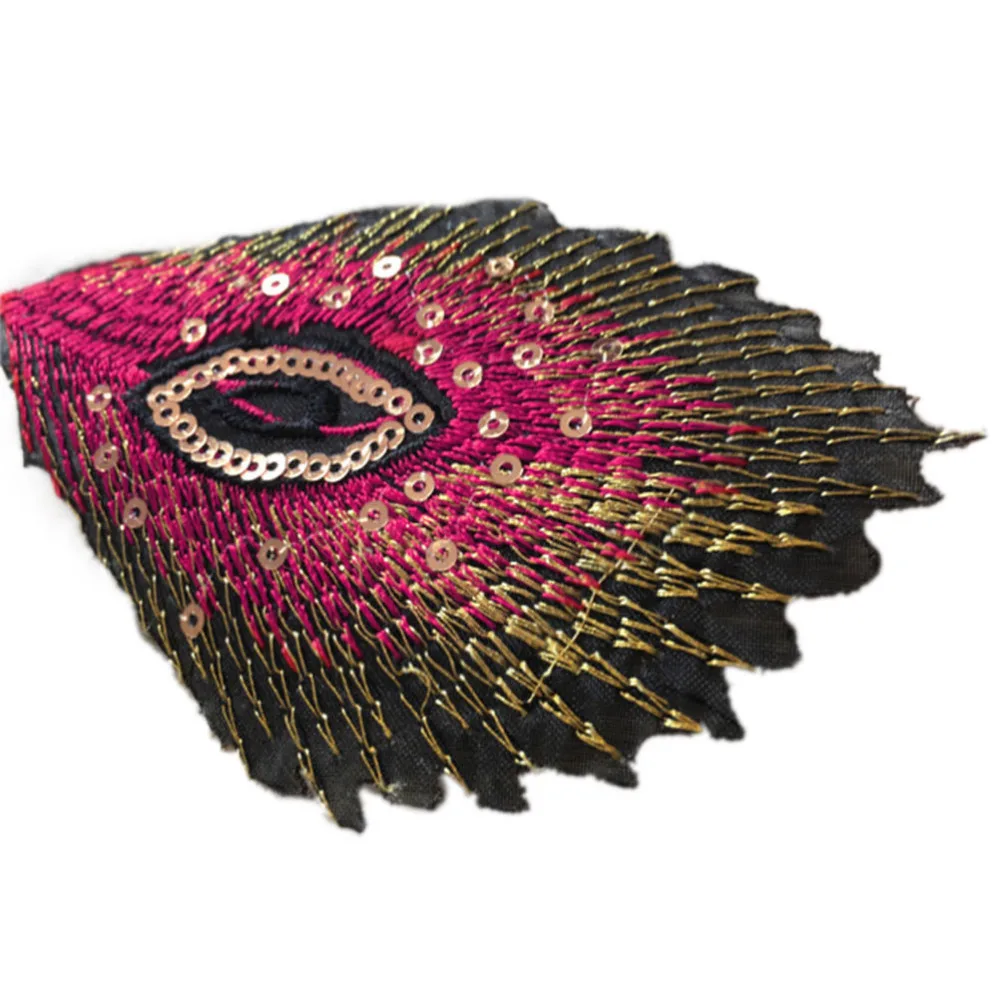 

Durable Fabric Sticker Iron On Sew On Patch Craft Sewing SN Fabric Peacock Feather Applique Clothing Embroidery Patch new