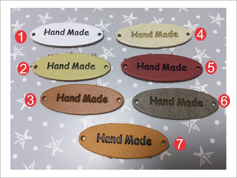 

50pcs Oval shape hand made PU leather Labels 40mm*10mm jacket label garment accessories
