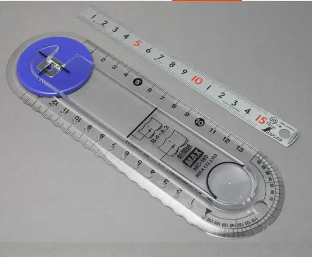 Волновая линия прямой угол измерительное устройство прозрачное увеличительное стекло многофункциональный дизайн чертежная линейка