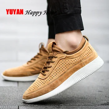 

Genuine Leather Men Sneakers 2020 Spring Summer Men Shoes Breathable Brand Men Casual Shoes Thick Soft Outsole KA1170