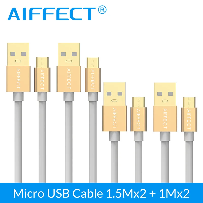 AIFFECT 4 шт. микро USB кабель высокоскоростной микро-СВЕТОДИОДНЫЙ модуль панели управления B к USB кабель для зарядки данных шнур 3.3FTx2 и 5FTx2 - Цвет: Золотой