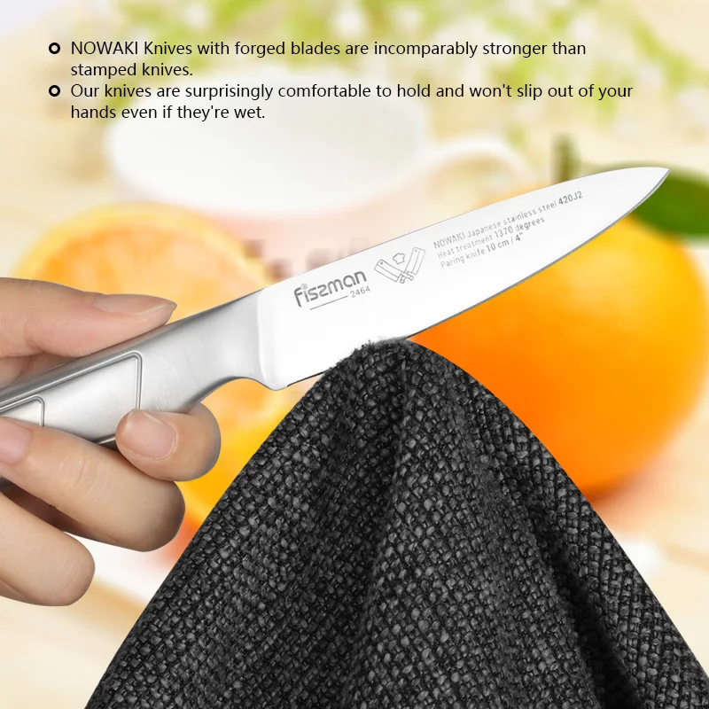FISSMAN 4-дюймовый нож для очистки овощей Knfie Nowaki серии японский 420 Нержавеющая сталь Кухня ножи