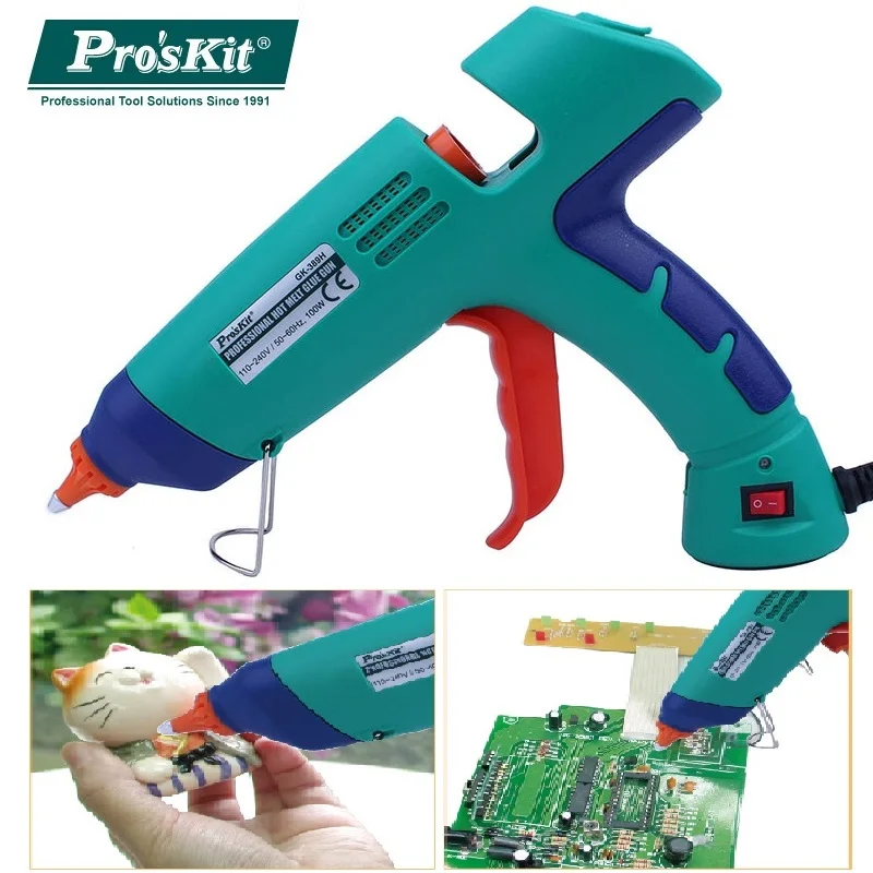 

Pro'sKit GK-389H 100W 110V-240V Professional Hot Melt Glue Gun with 3 PCS 11mm Glue Sticks for DIY or Industrial