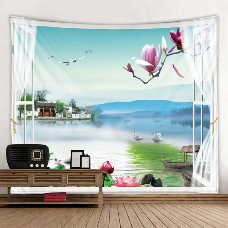 Пейзаж Богемия настенный гобелен в стиле бохо стены ковер фотографический фон ткань гостиная одеяло - Цвет: Шоколад