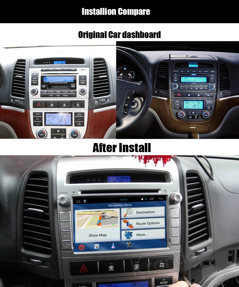 Krando Hyundai Santa Fe 4 hole Android car radio gps navigation multimedia system
