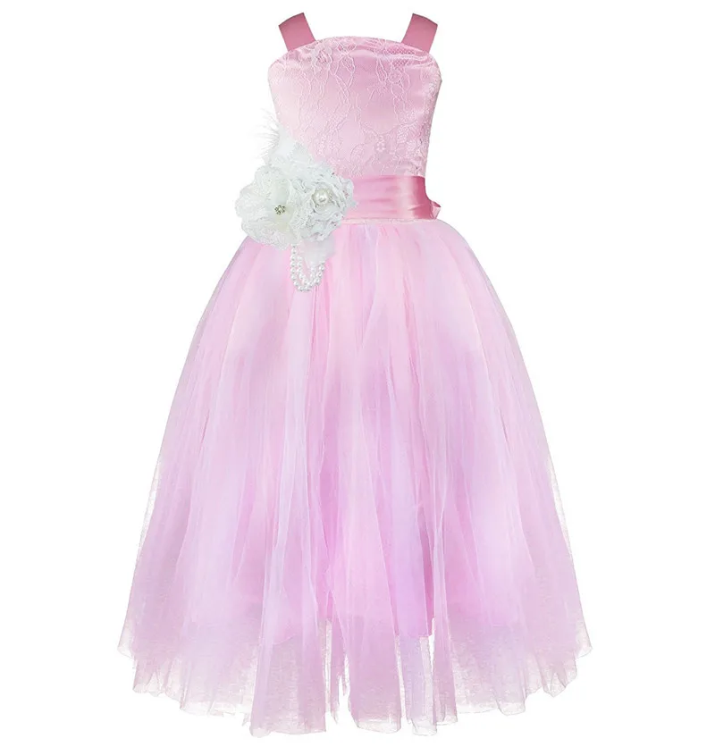 Тюль цветок жемчуг мини-платье с цветочным узором для девочек Кружево на спине платье с цветочным узором для девочек